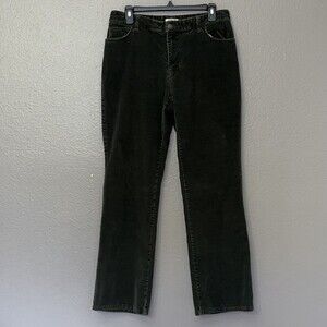 St. John's Bay Straight Leg Stretch Women's Olive Green Corduroy Pants Size 10